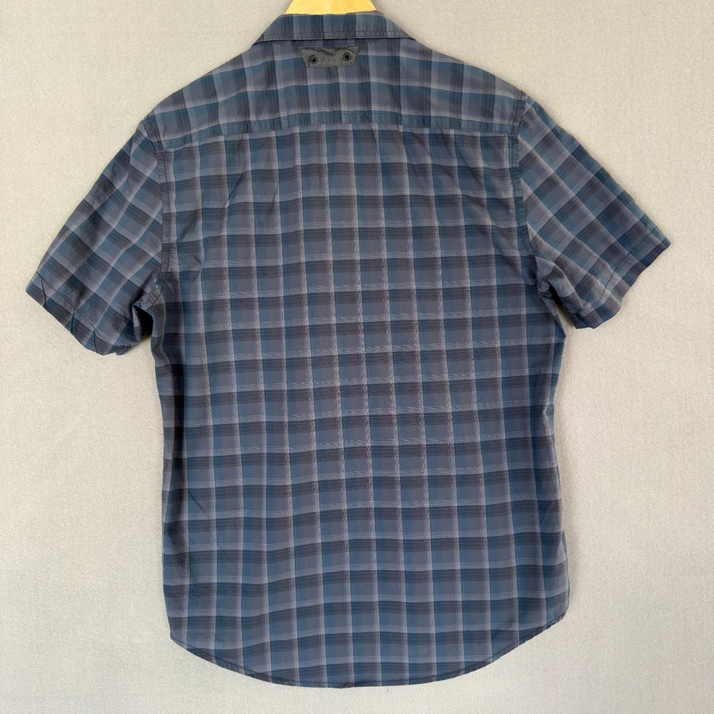 Calvin Klein Jeans Shirt Mens Medium Blue Plaid Short Sleeve Snap Button Pockets - Picture 8 of 14